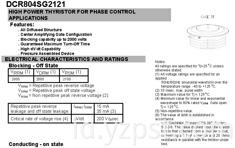 Thyristor DCR804 Configuration